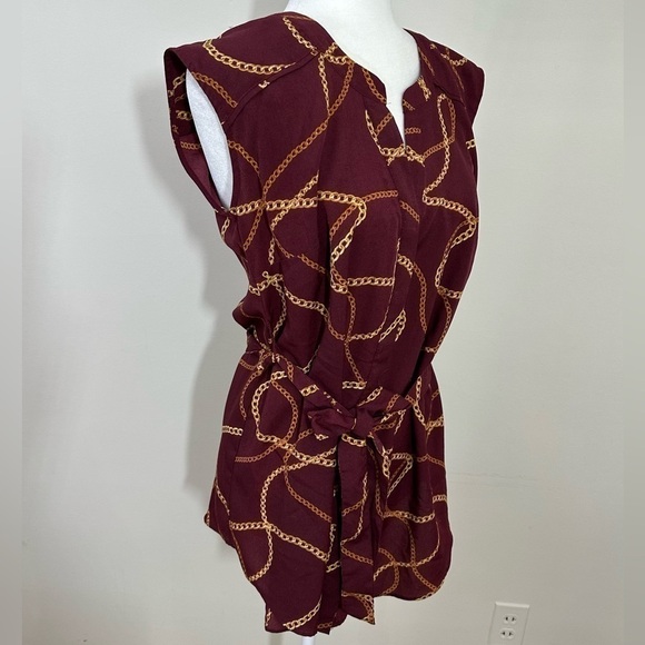Motherhood Maternity sz sm silky tunic top in a rust color with a golden design - Picture 7 of 13